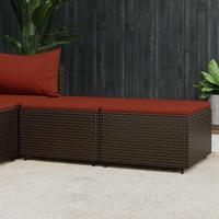 Voetensteunen 2 st met kussens poly rattan bruin - thumbnail