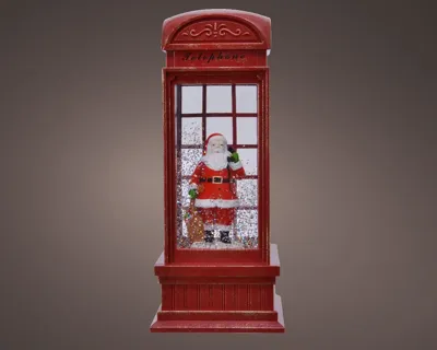 Kersttafereel in Telefooncel met LED en Muziek