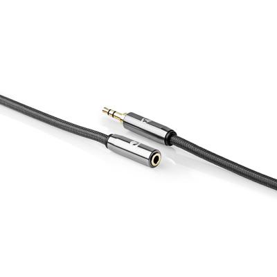 Stereo-Audiokabel | 3,5 mm Male - 3,5 mm Female | Gun Metal Grey | Gevlochten Kabel Stereo-Audiokabel | 3,5 mm Male - 3,5 mm Female | Gun Metal Grey | Gevlochten Kabel