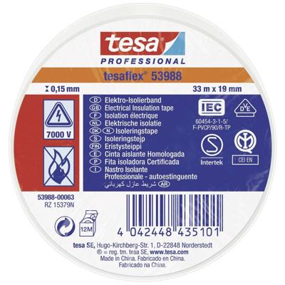 Tesa isolatietape wit 19mm 33mtr | 10 stuk stuks