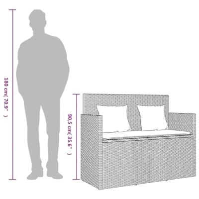 Tuinbank met kussens poly rattan beige