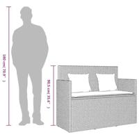 Tuinbank met kussens poly rattan beige - thumbnail