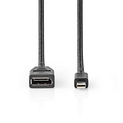 Mini-DisplayPort - DisplayPort-Kabel | Mini-DisplayPort Male - DisplayPort Female | 0,2 m | Zwart