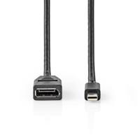 Mini-DisplayPort - DisplayPort-Kabel | Mini-DisplayPort Male - DisplayPort Female | 0,2 m | Zwart - thumbnail