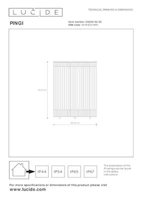 Lucide PINGI - Oplaadbare Vloerlamp Binnen/Buiten - Accu/Batterij - Ø 33,5 cm - LED 3 StepDim - 1x3W 3000K - IP44 - Zwart