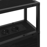 Opberghoofdbord met plank Zwart eiken 180 cm Bewerkt hout - thumbnail