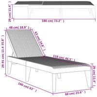 Ligbed met kussen 186x60x29 cm polypropeen wit - thumbnail
