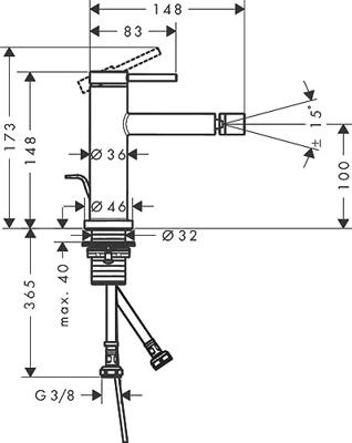 Hansgrohe Tecturis S ééngreeps bidetkraan met PopUp trekwaste, mat zwart Hansgrohe Tecturis S ééngreeps bidetkraan met PopUp trekwaste, mat zwart