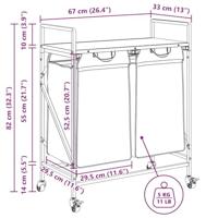 Wasmand 2 vakken met planken sonoma eikenkleurig - thumbnail