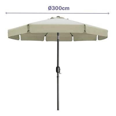 Marbueno Parasol Staal 8 Spaken D300 cm Polyester Beige Tuin, Zwembad, Terras