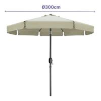 Marbueno Parasol Staal 8 Spaken D300 cm Polyester Beige Tuin, Zwembad, Terras - thumbnail