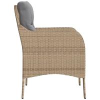 Tuinstoelen 2 st met kussens poly rattan gemengd beige - thumbnail