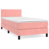 Boxspring met matras fluweel roze 90x190 cm - thumbnail