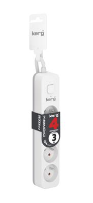 KERG stekkerdoos met stroomonderbreker 4 stopcontacten 3m-10A