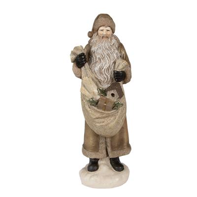 Clayre & Eef Beeld Kerstman 30 cm Goudkleurig Polyresin Kerstfiguren Goudkleurig Kerstfiguren