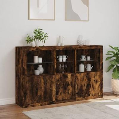 Dressoir met LED-verlichting 162x37x100 cm gerookt eikenkleurig