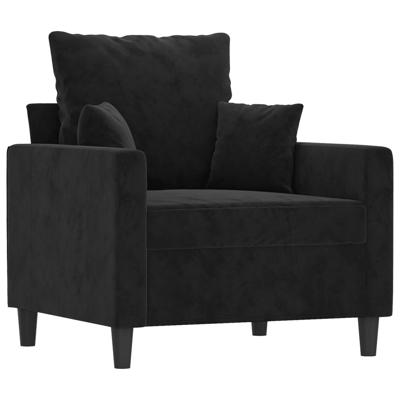 3-delige Loungeset met kussens fluweel zwart - thumbnail
