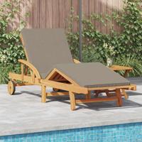 Ligstoel met kussen Taupe 200 x 67 x 84cm Massief acaciahout - thumbnail