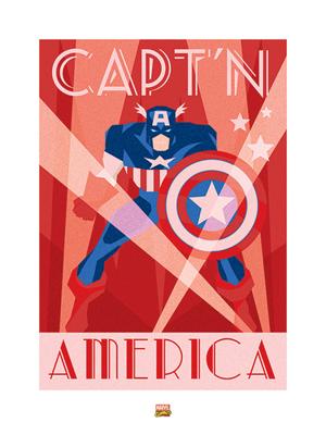 Kunstdruk Marvel - Deco Captain America - 60x80cm - thumbnail