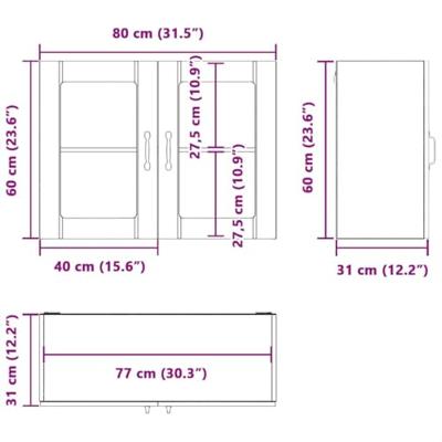 Keukenbovenkast met glazen deur Lucca bewerkt hout betongrijs