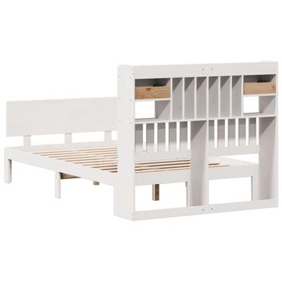 Bed met boekenkast zonder matras grenenhout wit 160x200 cm - thumbnail