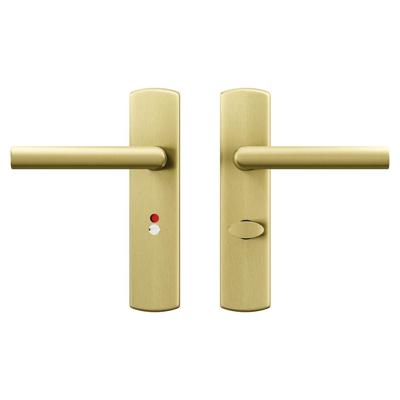 AXA AXA Curve klik deurkruk Milan op schild WC-/badkamersluiting 63/8 mm - aluminium/goud