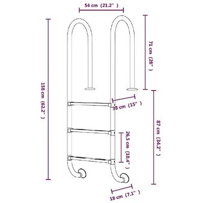 VidaXL Zwembadladder 54x38x158 cm 304 roestvrijstaal