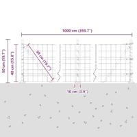 VidaXL Hek met paal grijs 0,4 x 10 m staal en pvc - thumbnail