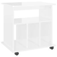 VidaXL Rolkast 60x45x60 cm bewerkt hout hoogglans wit - thumbnail