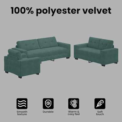 Bankstel 3 pcs Donkergroen 221 x 80 x 80 cm Fluweel