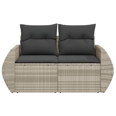 Tuinbank 2-zits met kussens poly rattan lichtgrijs Tuinbank 2-zits met kussens poly rattan lichtgrijs