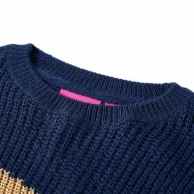 Kindertrui gebreid 140 marineblauw