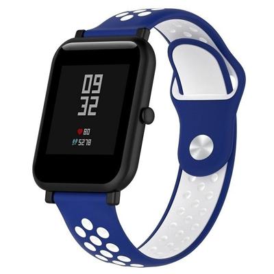 Dubbele kleur siliconen Sport polsband voor Huawei Watch serie 1 18mm (blauw wit) Dubbele kleur siliconen Sport polsband voor Huawei Watch serie 1 18mm (blauw wit)