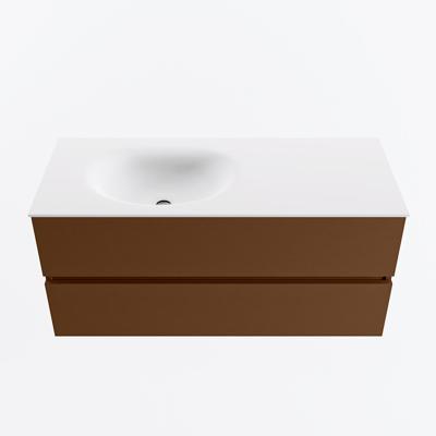 MONDIAZ VICA 110cm badmeubel onderkast Rust 2 lades. Wastafel MOON links zonder kraangat, kleur Talc.