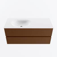 MONDIAZ VICA 110cm badmeubel onderkast Rust 2 lades. Wastafel MOON links zonder kraangat, kleur Talc. - thumbnail