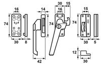 AXA veiligheids raamsluiting met opbouwsluitkom 3319 - SKG* - links buitendraaiend - F1 - 3319-61-91/GE - thumbnail