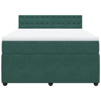 Boxspring met matras fluweel donkergroen 140x200 cm - thumbnail