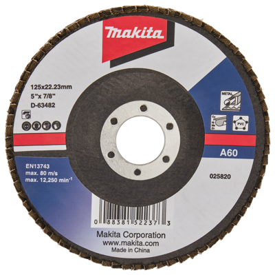 Makita Accessoires Lamellenschuurschijf 125mm A60 - D-63482 - D-63482 Makita Accessoires Lamellenschuurschijf 125mm A60 - D-63482 - D-63482