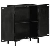 Dressoir 55x30x77 cm massief mangohout en ijzer zwart - thumbnail