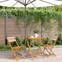 3-delige Bistroset polypropeen en massief hout beige - thumbnail