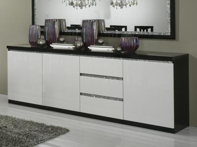 Dressoir REBECCA 3 deuren en 3 lades hoogglans zwart/hoogglans wit Dressoir REBECCA 3 deuren en 3 lades hoogglans zwart/hoogglans wit