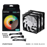 PHANTEKS M25 PWM D-RGB Lüfter, 3er Pack - 140mm, schwarz - thumbnail