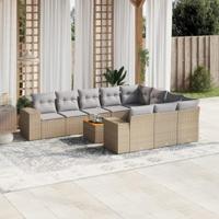 11-delige Tuinset met kussens poly rattan beige - thumbnail