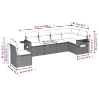 6-delige Loungeset met kussens poly rattan beige - thumbnail