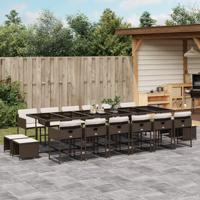17-delige Tuinset met kussens poly rattan bruin - thumbnail