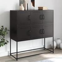 Dressoir 100,5x39x107 cm staal zwart - thumbnail