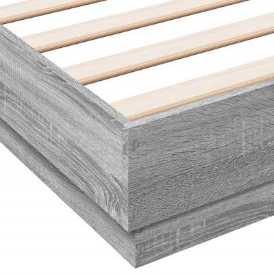 Bedframe met LED-verlichting grijs sonoma eikenkleur 150x200 cm - thumbnail