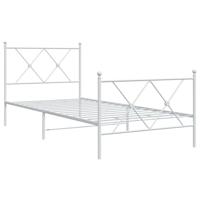 Bedframe met hoofd- en voeteneinde metaal wit 90x200 cm - thumbnail