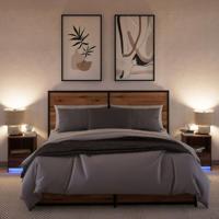 Nachtkastjes met LED 2 st bewerkt hout bruin eikenkleur - thumbnail