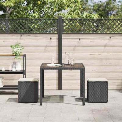 Tuinkrukken met kussens 2 st 40x40x43 cm poly rattan zwart